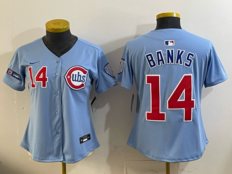 Youth 2026 Chicago Cubs #14 Banks Blue Game Nike MLB Jersey 041403